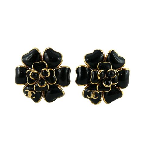 chanel black flower clip earrings|The Camélia Earrings .